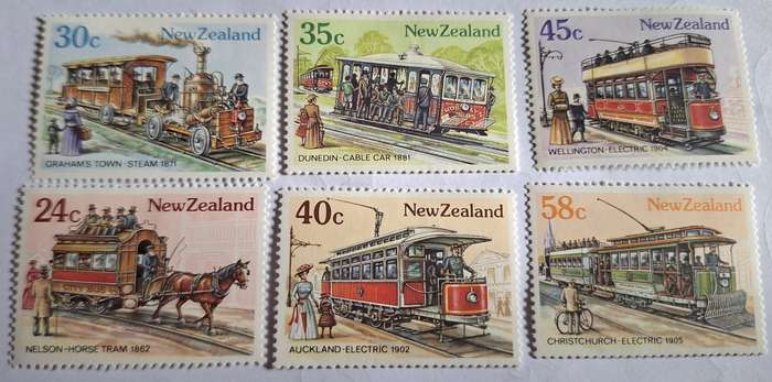 New Zealand 1985 Vintage Transport Trams Issue Set of 6 Unused Hinged stamps