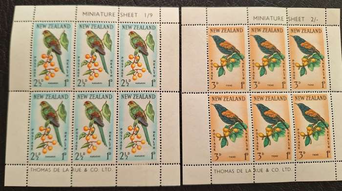 New Zealand 1962 Health Issue Birds Set of 2 Unused Hinged Miniature Sheets