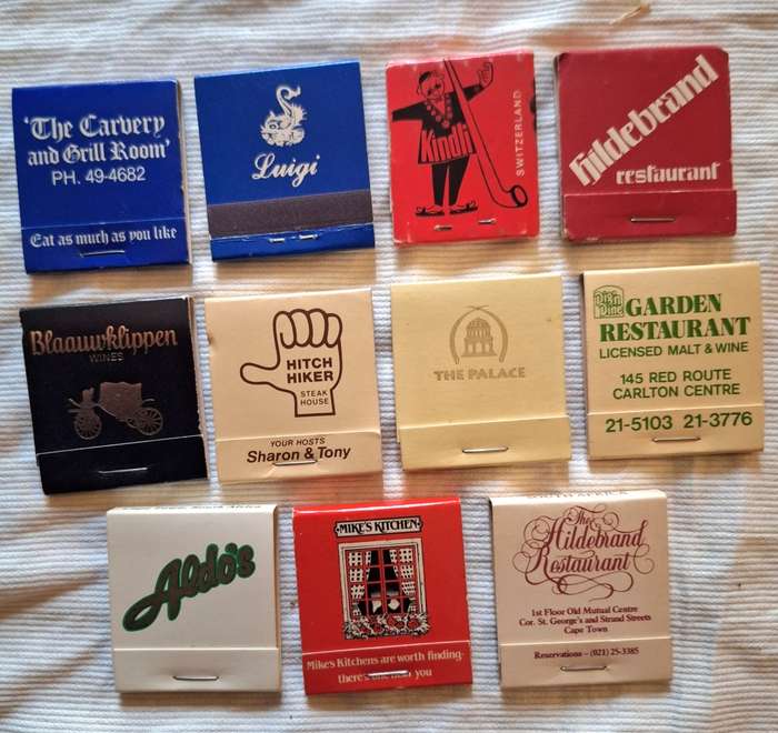 11 Vintage Restaurant Advertising Match Booklets (complete with matches)