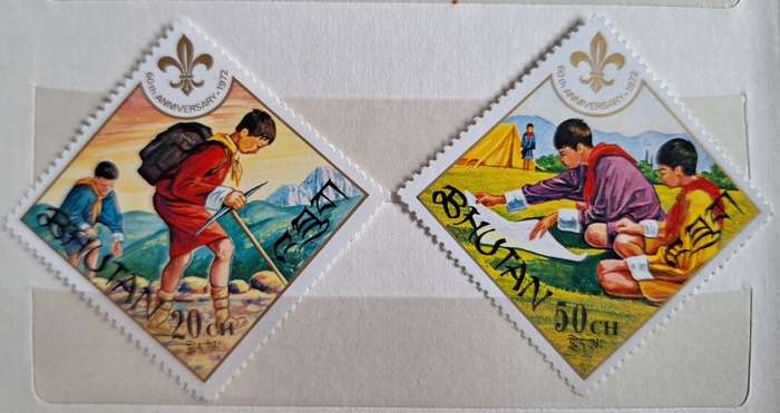 Bhutan 1972 60th Anniversary of Boy Scout Movement 2 Unused Hinged stamps