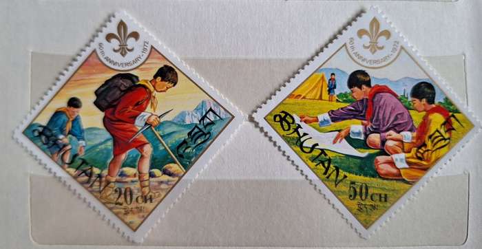 Bhutan 1972 60th Anniversary of Boy Scout Movement 2 Unused Hinged stamps