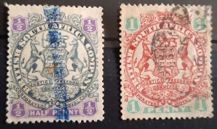 British South Africa Company 2 Used Hinged stamps