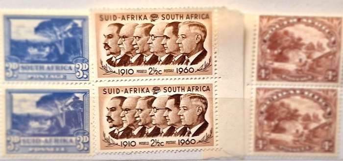 Union of South Africa Mixed Lot 3 Pairs Unused Hinged stamps
