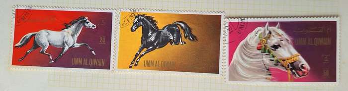 Umm al Qiwain 1972 Horse Breeds 3 Cancelled Hinged stamps
