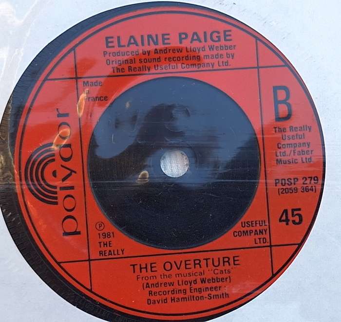 Elaine Paige Memory Vinyl, 7`, 45 RPM, Single, French pressing