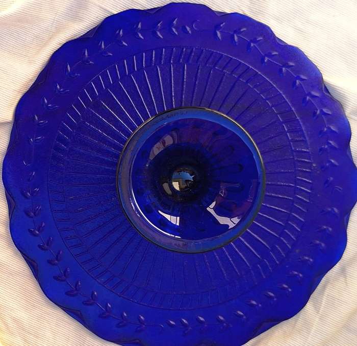 Blue Glass Pedestal Cake Stand