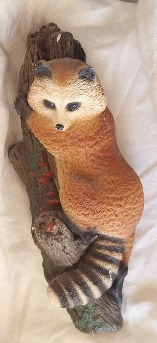 Vintage Bossons Chalkware Wall Hanging of Racoon on Tree