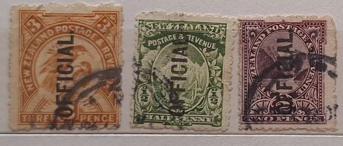 New Zealand 1x1898 and 2x1900 Used Official stamps