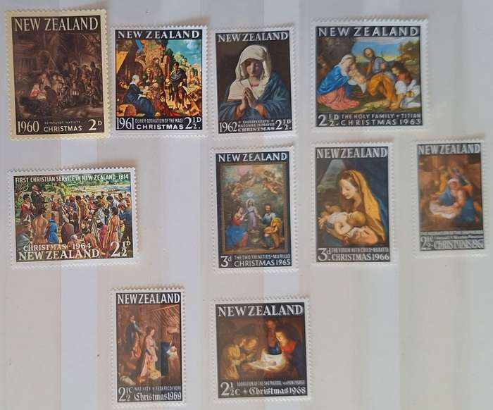 New Zealand 1960-69 Christmas 10 Mint stamps  1 for each year