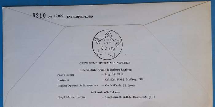 SAAF Museum Cover No. 4 1979 30th Anniversary Berlin Airlift
