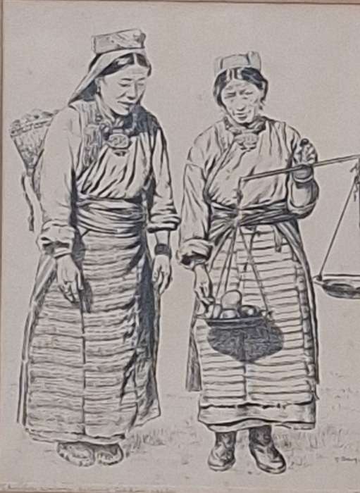 Framed Signed Print of  Sherpa Women by G Douglas