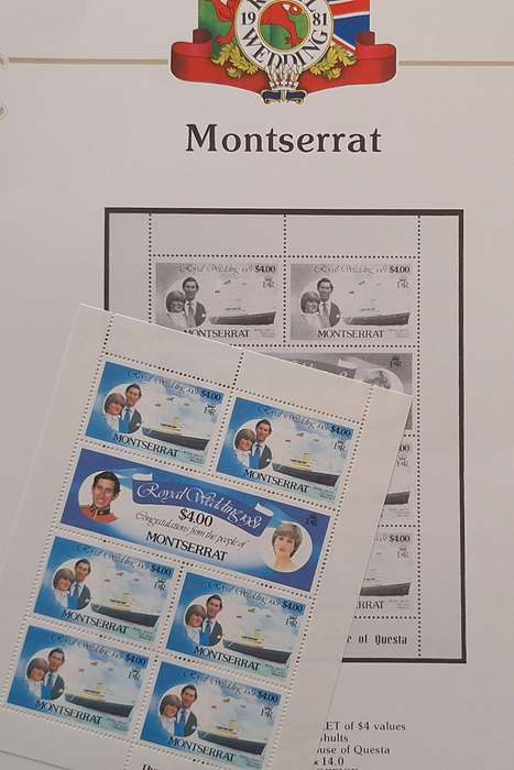Official Royal Wedding 1981 Album Page MONTSERRAT with Mint Sheetlet of 6 x $4.00 stamps