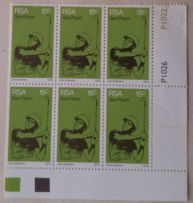 South Africa 1976 Gary Player Block of 6 Unused Prev Hinged stamps