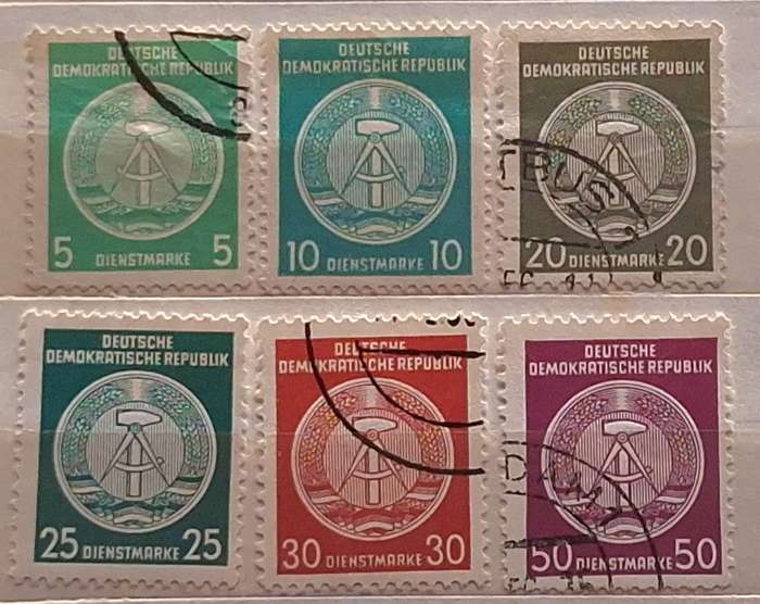 East Germany 1956 Coat of Arms 4 Used and 2 Unused stamp