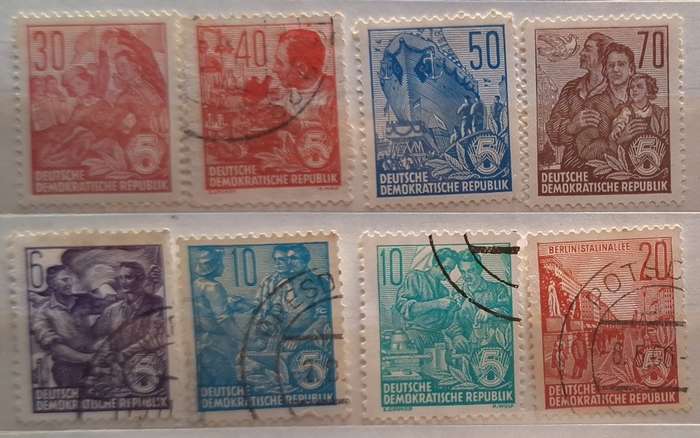 East Germany 1957-60 Five Year Plan 3 Mint and 5 Used stamps