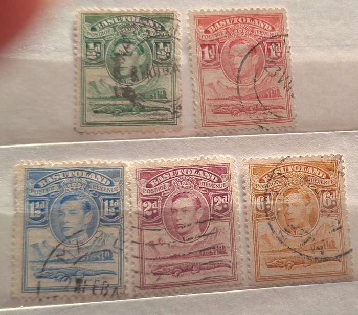 Basutoland 1938 George VI 5 Used Hinged stamps
