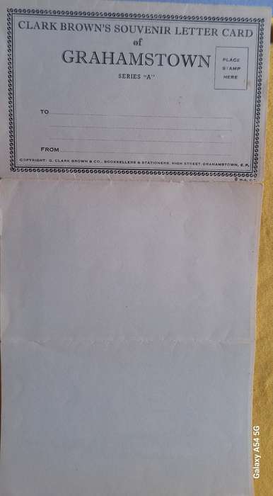 Clark Brown's Souvenir Letter Card of Grahamstown with 6 Photos