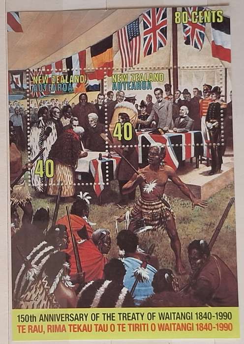 New Zealand 1990 150th Anniversary of signing the Treaty of Waitangi Unused Hinged Miniature Sheet