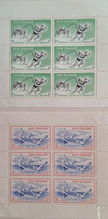 New Zealand 1957 Health Issue Set of 2 Unused Hinged Miniature Sheets