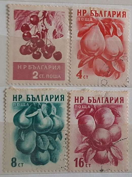 Bulgaria 1956 Fruits 4 Cancelled Hinged stamps From 2 different sets
