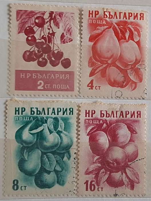 Bulgaria 1956 Fruits 4 Cancelled Hinged stamps From 2 different sets