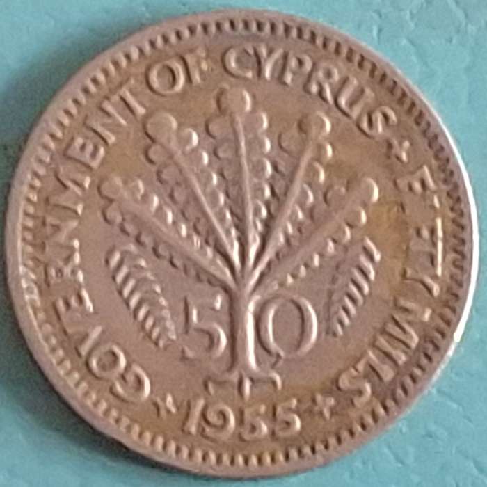 Cyprus 1955 50 mils Copper-nickel
