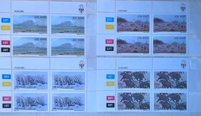 South West Africa 1983 Painters Set of 4 Mint control blocks