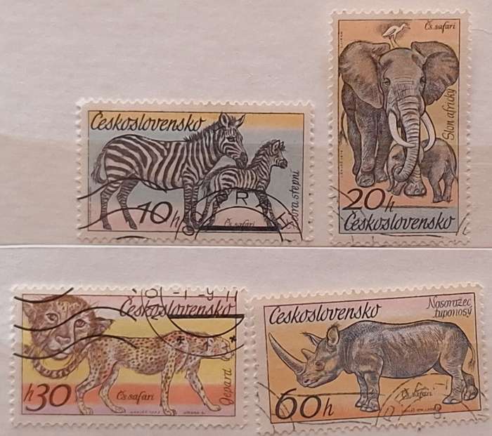 Czechoslovakia 1976 Safari 4 Cancelled Hinged stamps