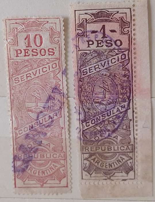 Argentina Undated Consular Services 2 Used stamps