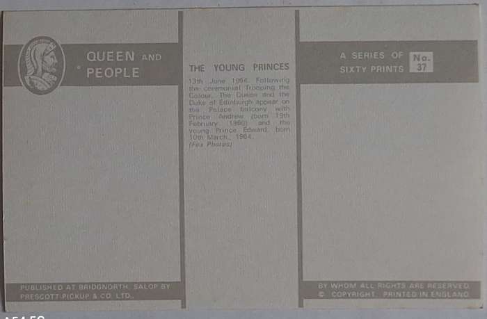 Post Card from Queen and People Series No. 37 The Young Princes