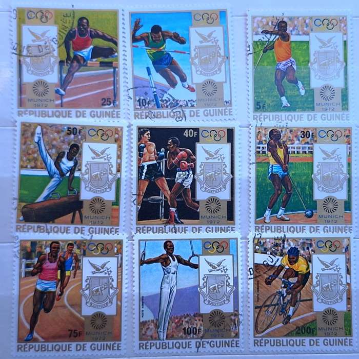 Guinea 1972 20th Olympic Games Munich Set of 9 Cancelled stamps