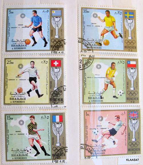 SHARJAH DEPENDENCIES : 1972 - MUNICH - FOOTBALL : SET OF 6 STAMPS : WITH CANCELLATION MARKS