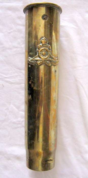 SHELL CASE : 30.5cm LONG : 29-8-01 1901 : WITH CREST OF ROYAL ARTILLERY REGIMENT