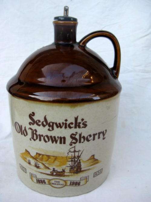 SEDGWICK'S OLD BROWN SHERRY : EMPTY 4.5L BOTTLE : SWIX TOP :  27cm HIGH : BASE DIAMETER  18cm