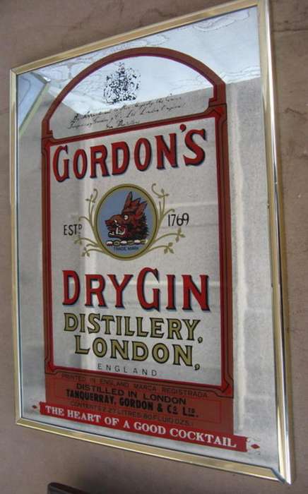 FRAMED  : 28x 38cm : GORDON'S DRY GIN : REFLECTIVE BACKGROUND : (A BWA PRODUCT)