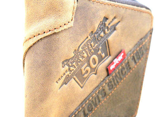 *** Genuine Leather *** Levis ( UniSex ) *** BROWN ZIPPER *** SIM CARD STORAGE *** Wallet ***