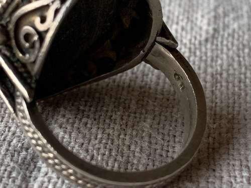 Back cameo set in sterling silver ring