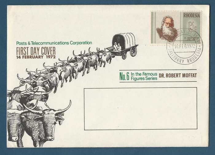 Rhodesia FDC 1972 Famous Rhodesian, Dr Moffat