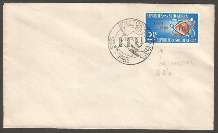 RSA-1965-Private Cover- Variety- Gash below date  Cancel- Postmark- Post mark.