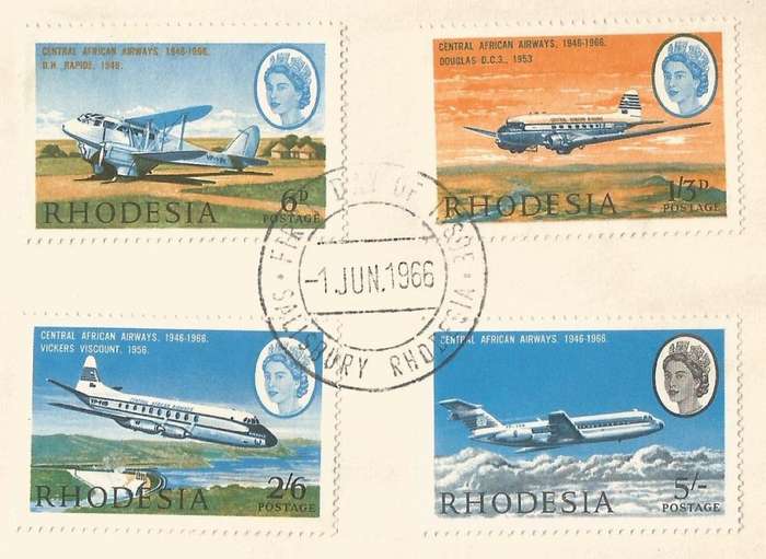 Zimbabwe 1966- 20th Anniversary of Central African Airways - Large FDC- Used- Cancel- Post Mark