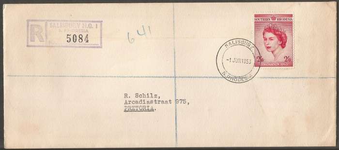 Southern Rhodesia 1953 Coronation of QE2 FDC- Used- Cancel- Post Mark