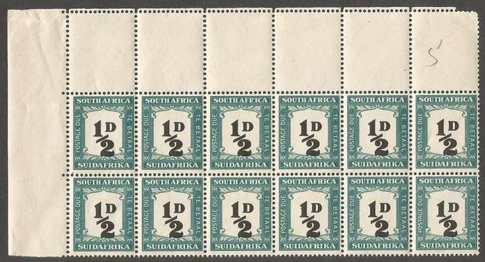 Union of South Africa Postage Dues SACC33 SGD34. Roller flaws