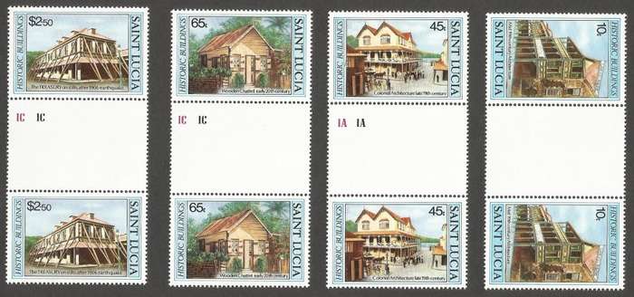 St. Lucia 1984 Historic Buildings MNH Gutter pairs