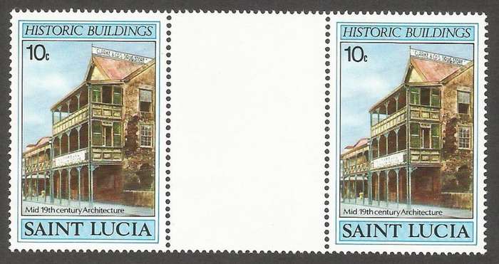 St. Lucia 1984 Historic Buildings MNH Gutter pairs