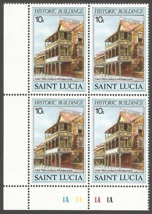 St. Lucia 1984 Historic Buildings MNH Control Blocks