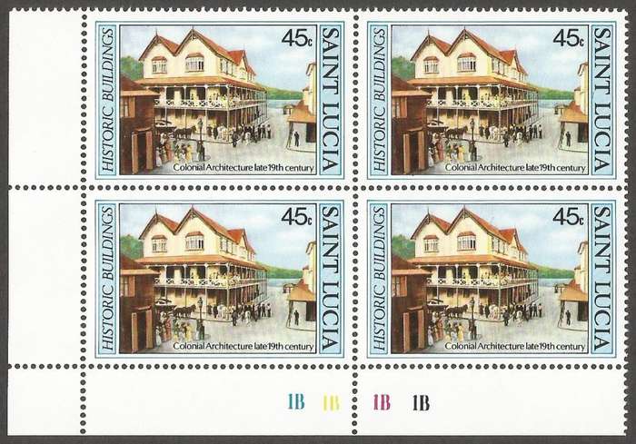 St. Lucia 1984 Historic Buildings MNH Control Blocks