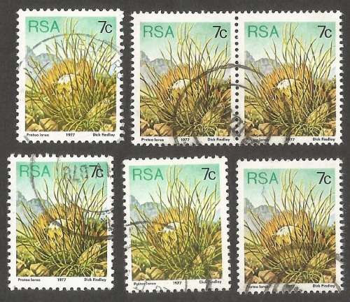 Republic of South Africa Grouping of  3rd Definitive Protea Mixed Face Values. Post mark / Cancel