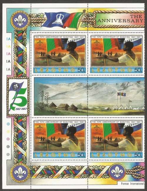 Lesotho SG477 1982 Boy Scouts Gutter pairs