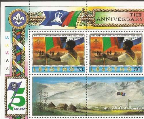 Lesotho SG477 1982 Boy Scouts Gutter pairs