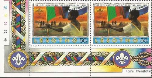 Lesotho SG477 1982 Boy Scouts Gutter pairs